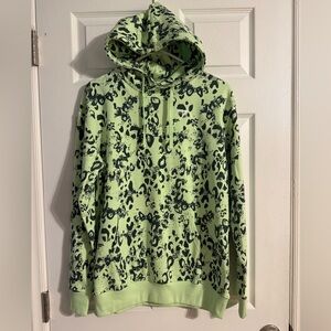 Gymshark Green Leopard Print Pullover Hoodie XS Drawstring Pocket